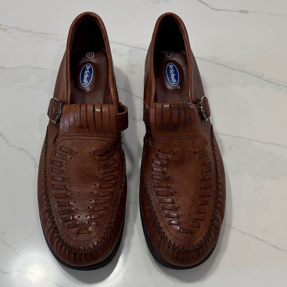 Dr. Scholl's Brown Woven Leather Slip-On Loafers